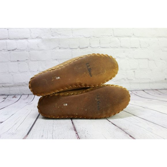 LL Bean Brown Suede Slip On Shearling Lined Ankle Slipper Boot Size 13 M - Picture 9 of 9